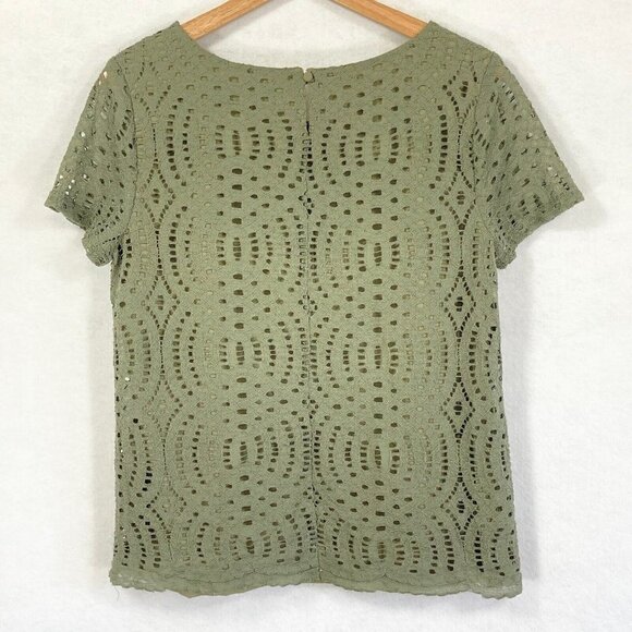 J. Crew Lace Tee Shirt Green Size 6 - Picture 2 of 6